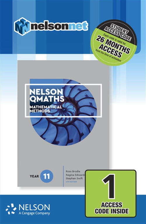  Nelson QMaths 11 Mathematics Methods 1-code Access Card | Zookal Textbooks | Zookal Textbooks