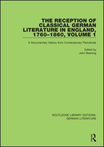 The Reception of Classical German Literature in England, 1760-1860, Volume1 | Zookal Textbooks | Zookal Textbooks