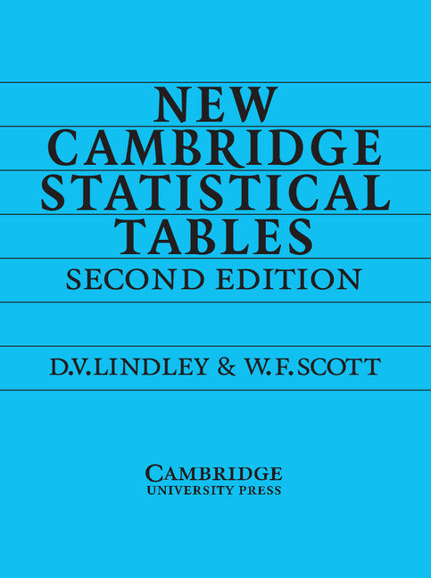 New Cambridge Statistical Tables | Zookal Textbooks | Zookal Textbooks
